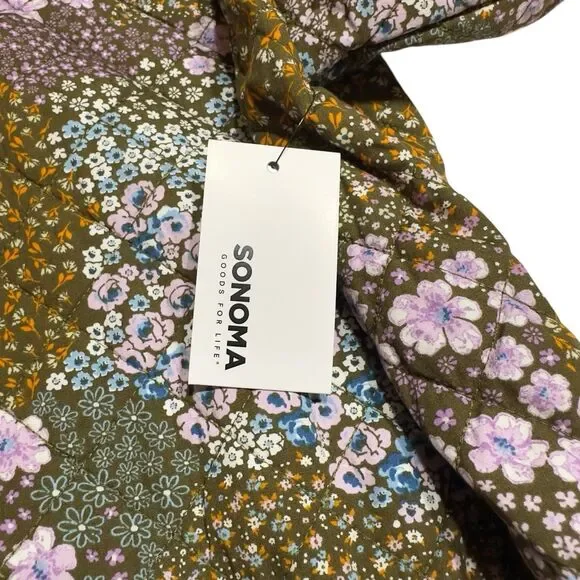 Sonoma Women’s Cottagecore Floral Quilted Zip Up Coat Jacket Pockets Size Large - Picture 5 of 10